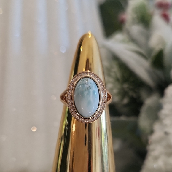 adornia Jewelry - Elegant Blue Oval Stone .925 Plated Ring By Adornia